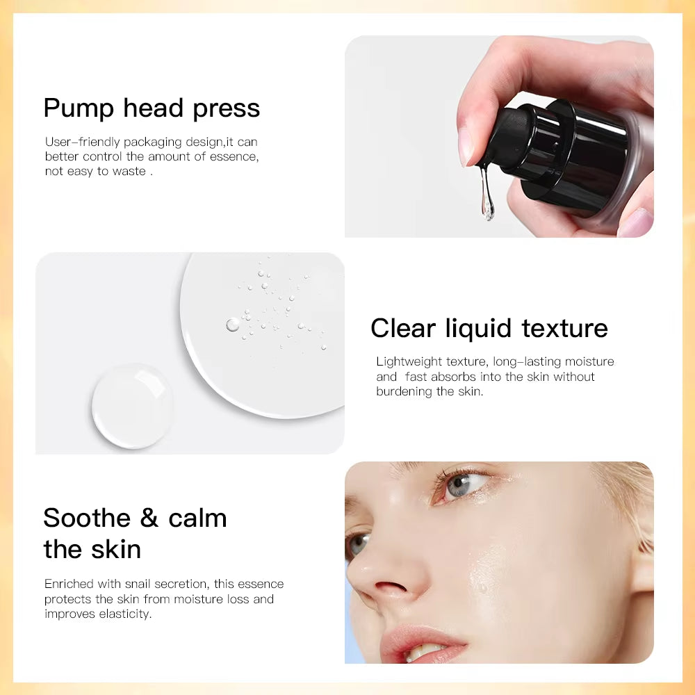 Snail Mucin 96% Korean Skin Care Facial Essence Fading Fine Lines Repair Essence Firming Facial Snail Brightening Anti-Aging