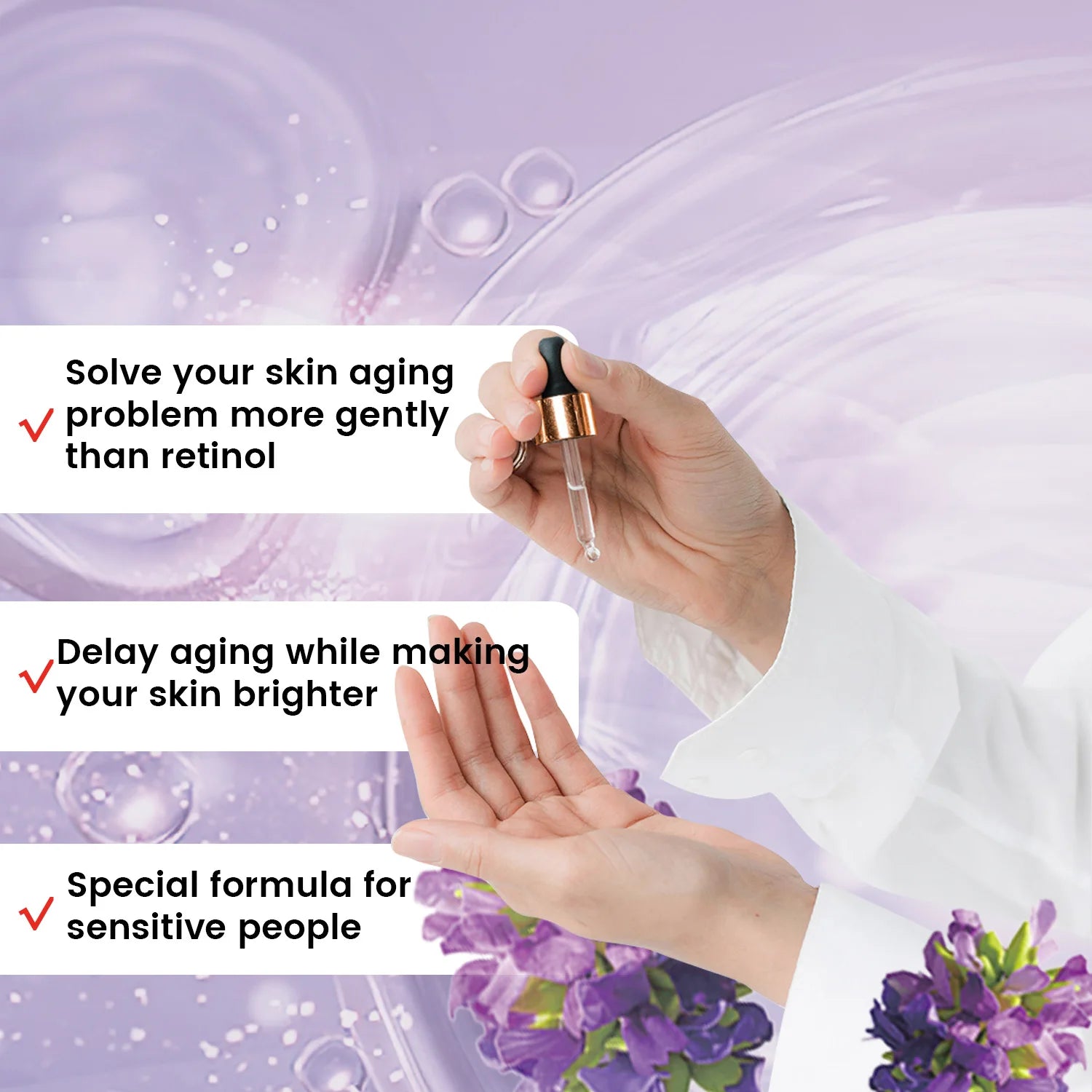 Bakuchiol Face Serum anti Aging anti Wrinkle Firm-Hydrating Brightening Facial Essence Moisturizing Fade Fine Lines Skin Care