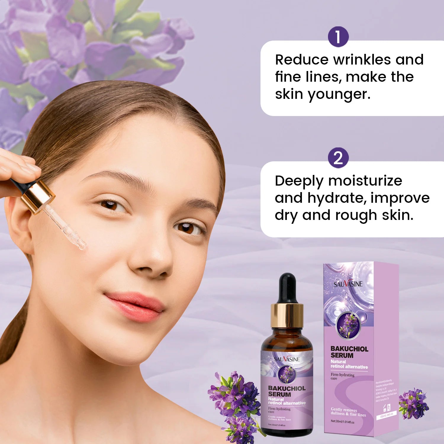 Bakuchiol Face Serum anti Aging anti Wrinkle Firm-Hydrating Brightening Facial Essence Moisturizing Fade Fine Lines Skin Care
